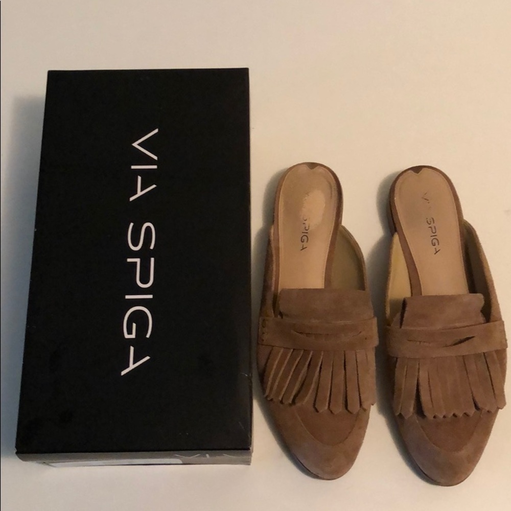 Via Spiga Andi Suede Moccasin Loafer Slides